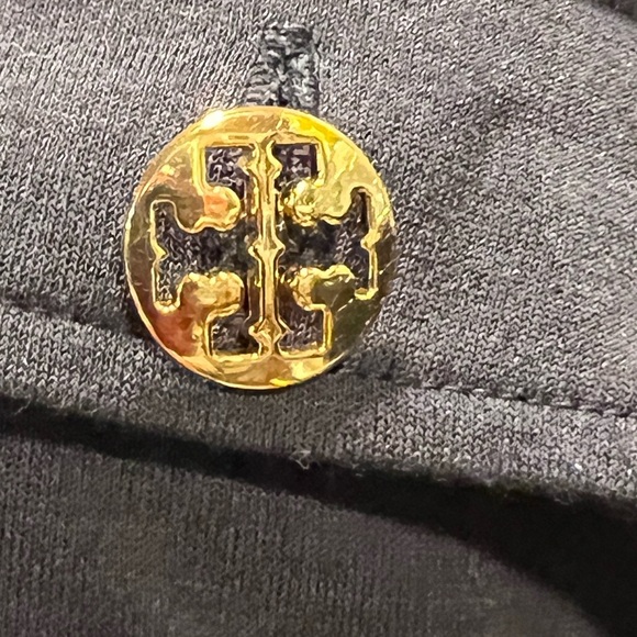 Tory Burch Blue & Black Gold Button Silk Cotton Blend Jersey Dress Size medium - Picture 6 of 13